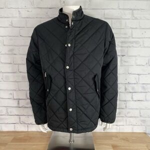 Robert Graham Jacket Size Large Quilted Black Snap Full Zip Puffer Coat NWT